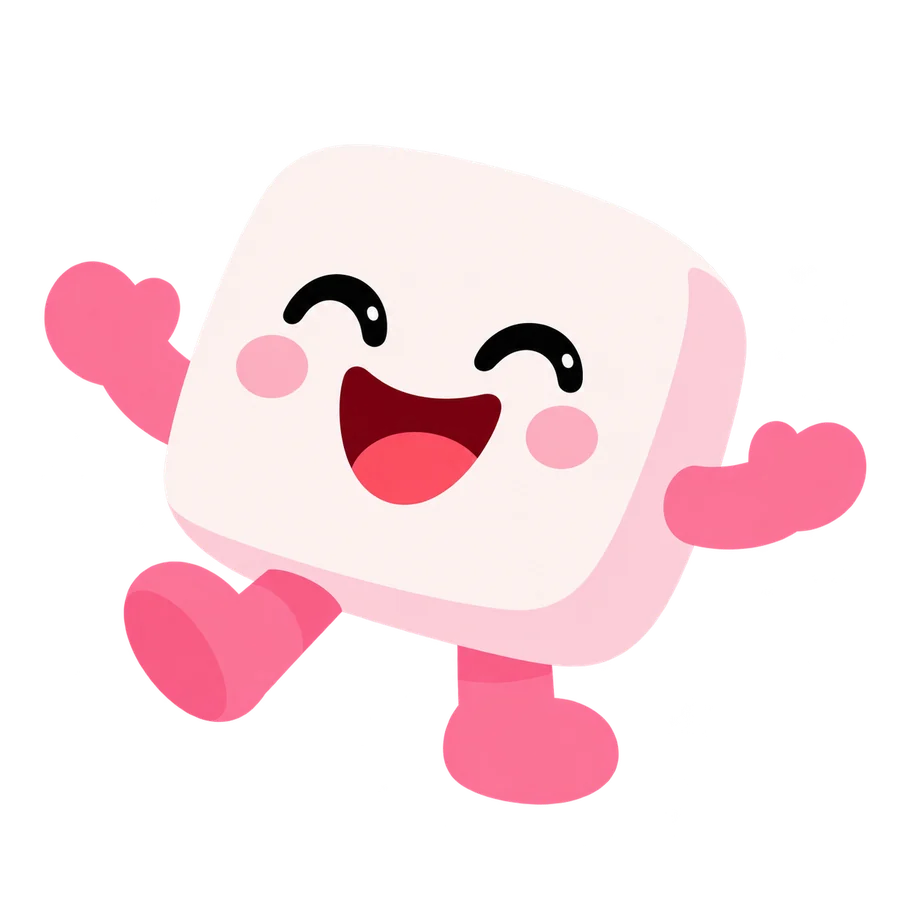 Mallow the marshmallow mascot, here to help
